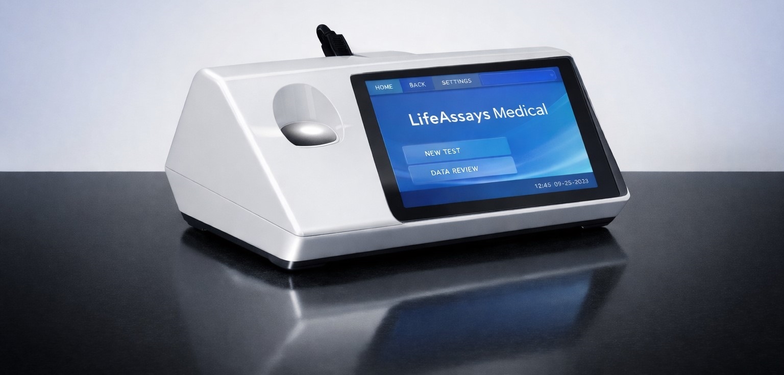 Bench-top veterinary diagnostic instrument concept.